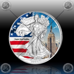 1oz ZDA $1 "Silver Eagle 2014 - Empire State Building" BARVNI 1oz ZDA $1 "Silver Eagle 2014 - Empire State Building" BARVNI